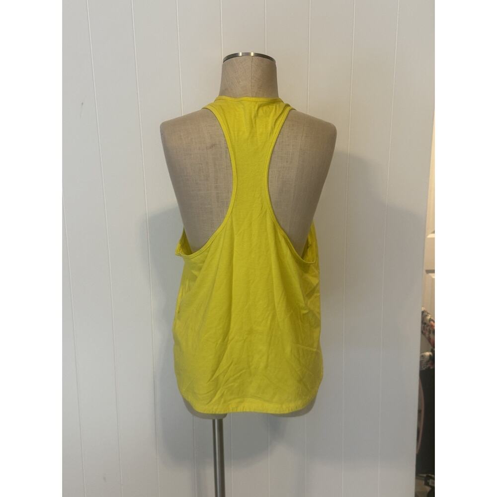 Adidas Shirt Womens XL Yellow Sleeveless Tank Top Athletic Spell Out Logo Gym - Picture 5 of 8